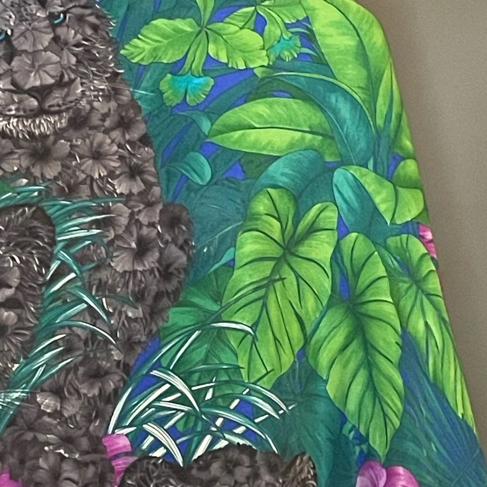 Vintage Salvatore Ferragamo Silk Scarf Coveted Black Panther Cub 34 In Exc Cond - Picture 6 of 10